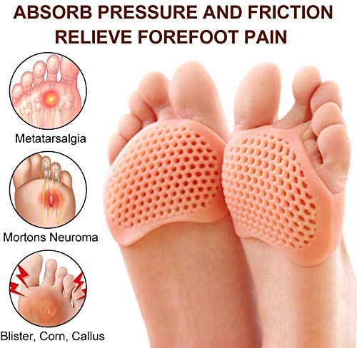 Silicone Gel Half Toe Heel Sleeves Pain Relief Insoles, Pack of 5