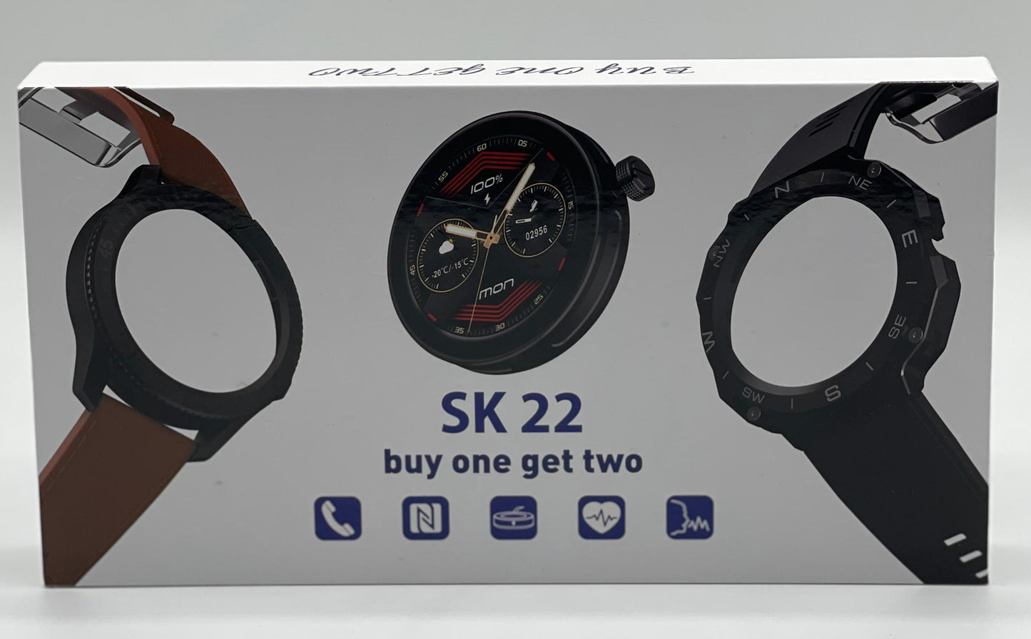 SK 22 Smartwatch 2 Bodies, 2 Straps, AMOLED Display