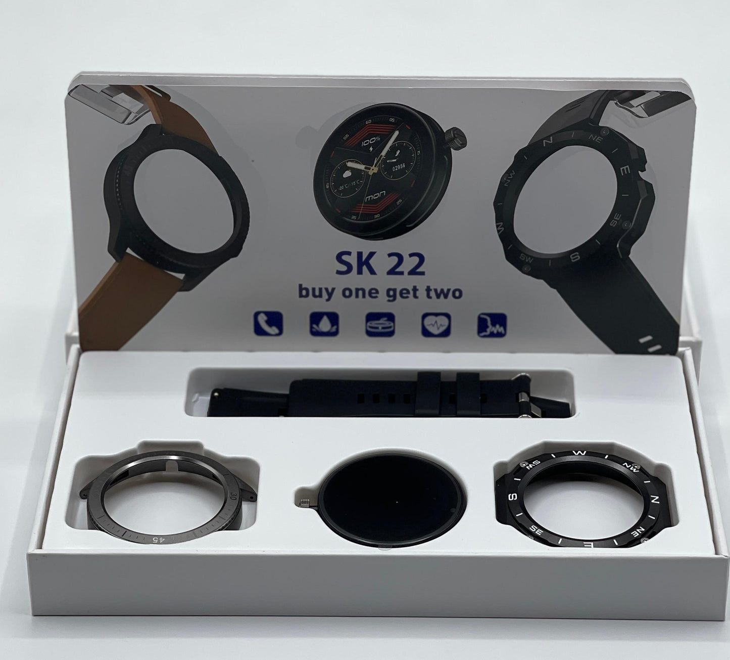 SK 22 Smartwatch 2 Bodies, 2 Straps, AMOLED Display