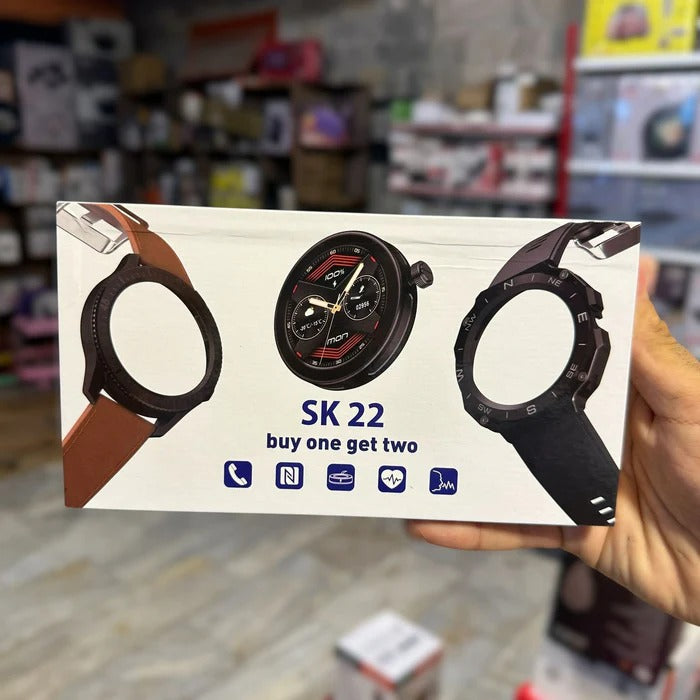 SK 22 Smartwatch 2 Bodies, 2 Straps, AMOLED Display