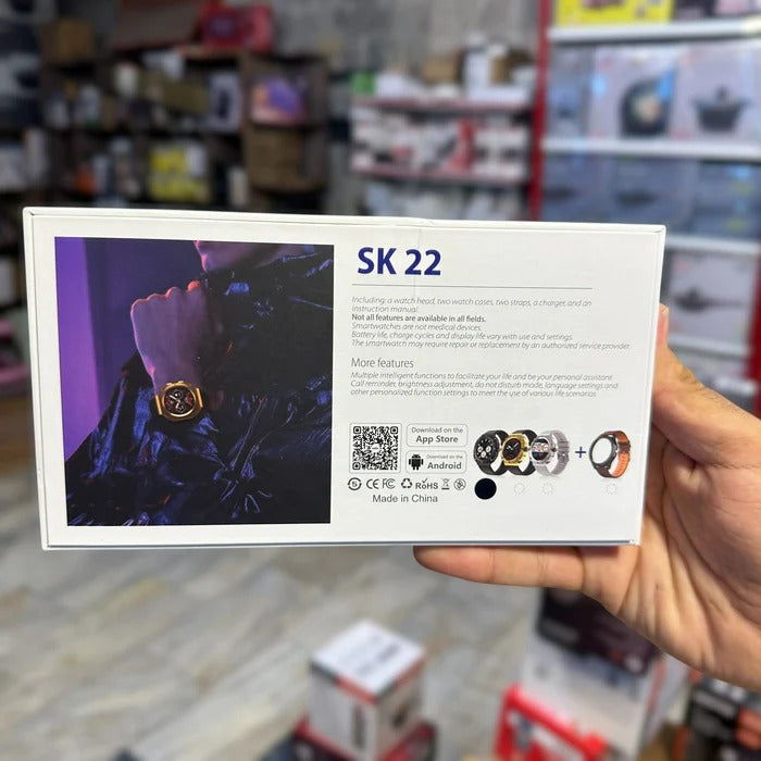 SK 22 Smartwatch 2 Bodies, 2 Straps, AMOLED Display