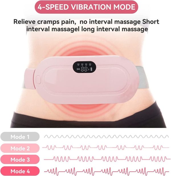 Menstrual Heating Pad Belt Cramp Relief with 3 Heat Levels & 4 Massage Modes