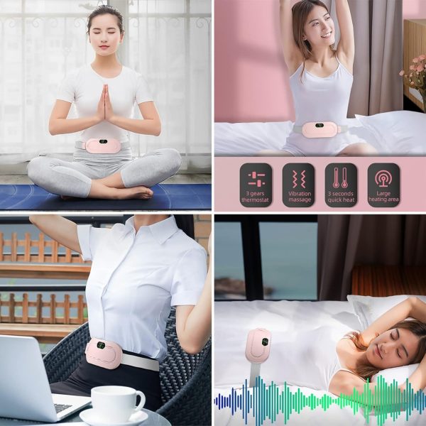 Menstrual Heating Pad Belt Cramp Relief with 3 Heat Levels & 4 Massage Modes