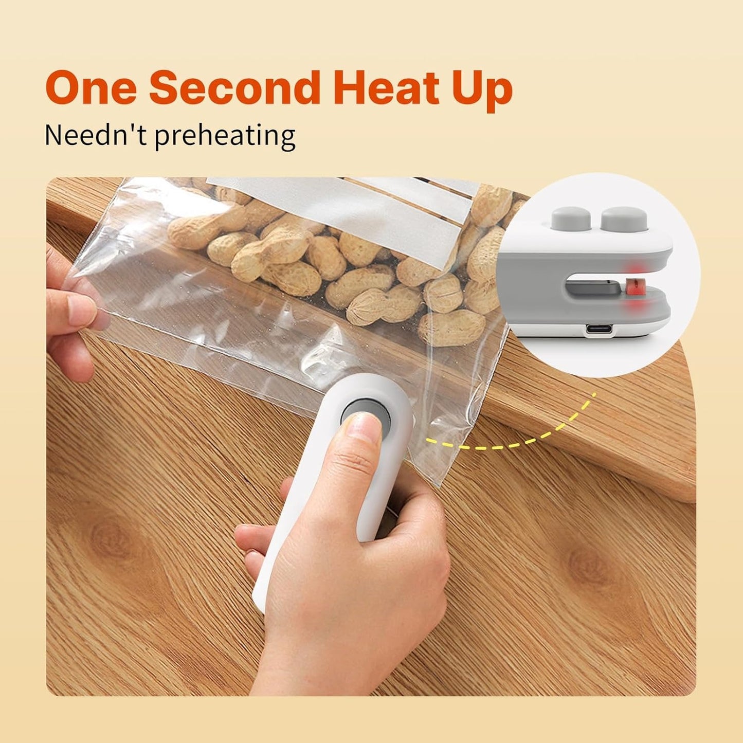 Mini Heat Sealing Machine 2-in-1 USB Cutter & Sealer (Random Color)