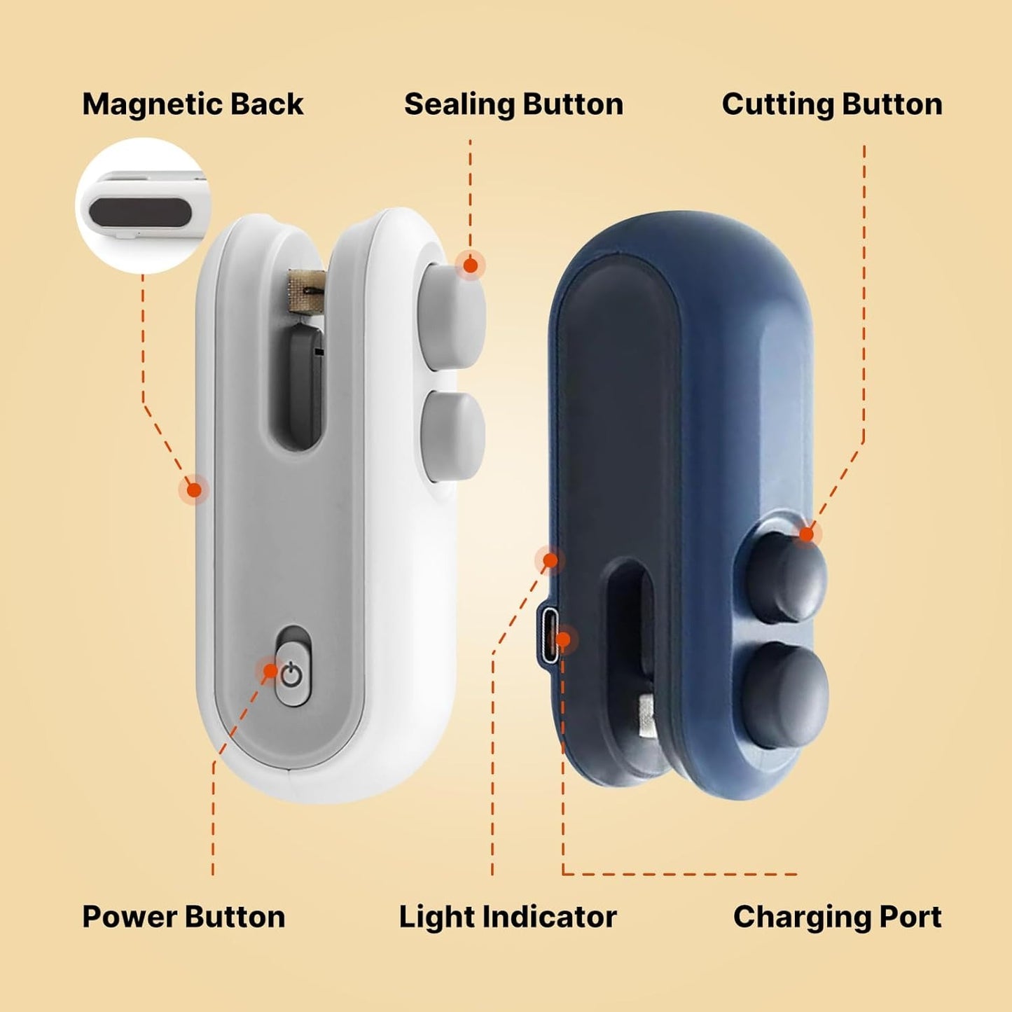 Mini Heat Sealing Machine 2-in-1 USB Cutter & Sealer (Random Color)