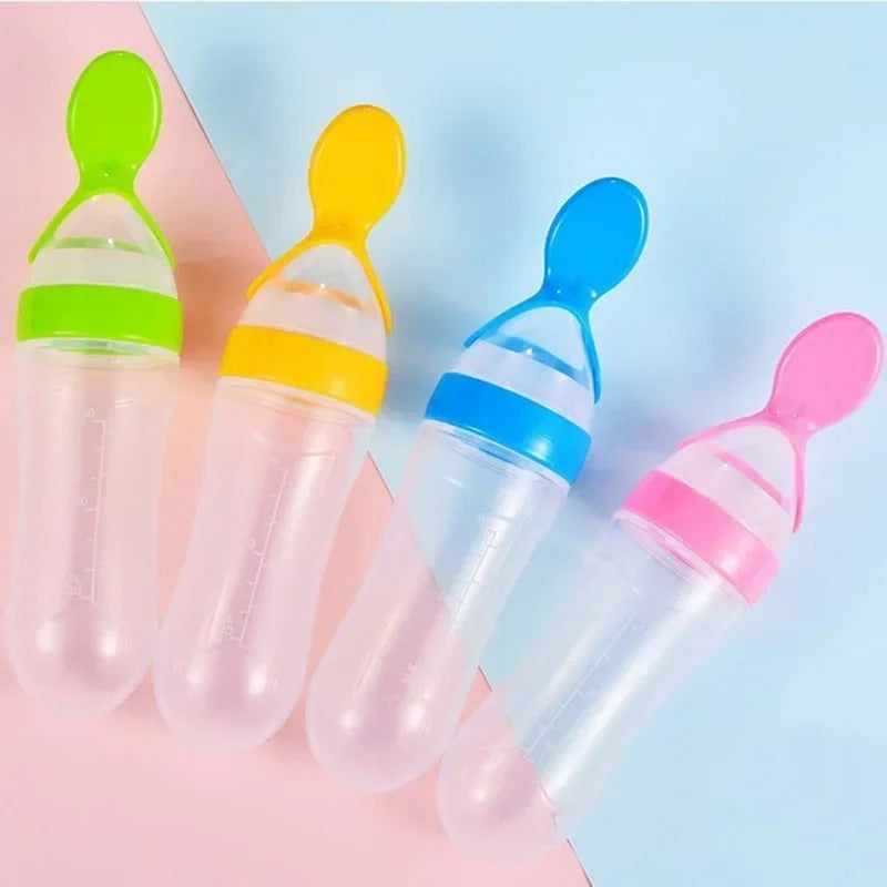 Silicone Baby Feeding Bottle Spoon Soft & Safe Food Dispenser (Random Color)