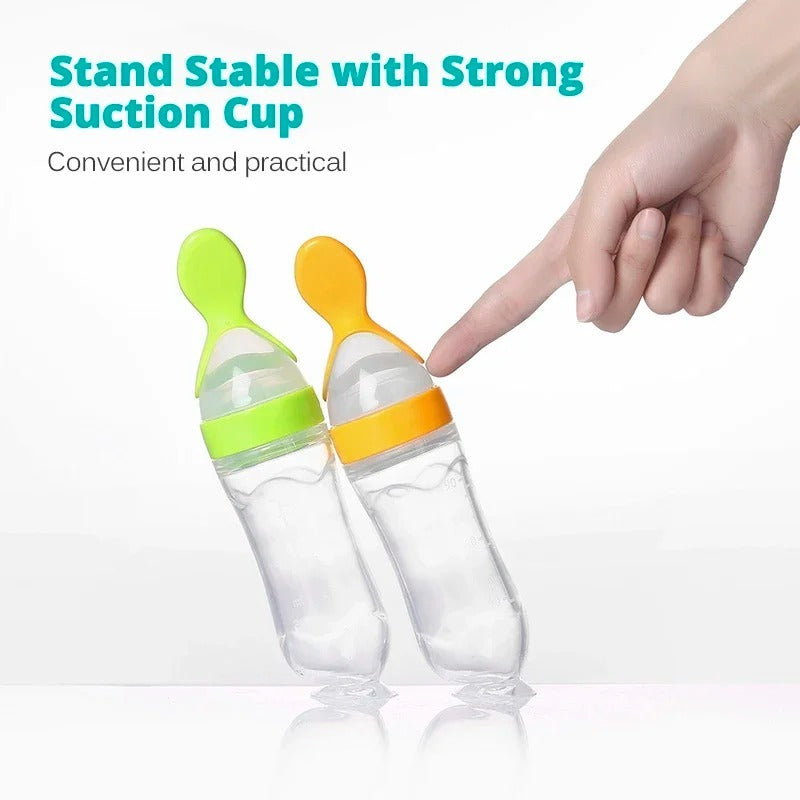 Silicone Baby Feeding Bottle Spoon Soft & Safe Food Dispenser (Random Color)
