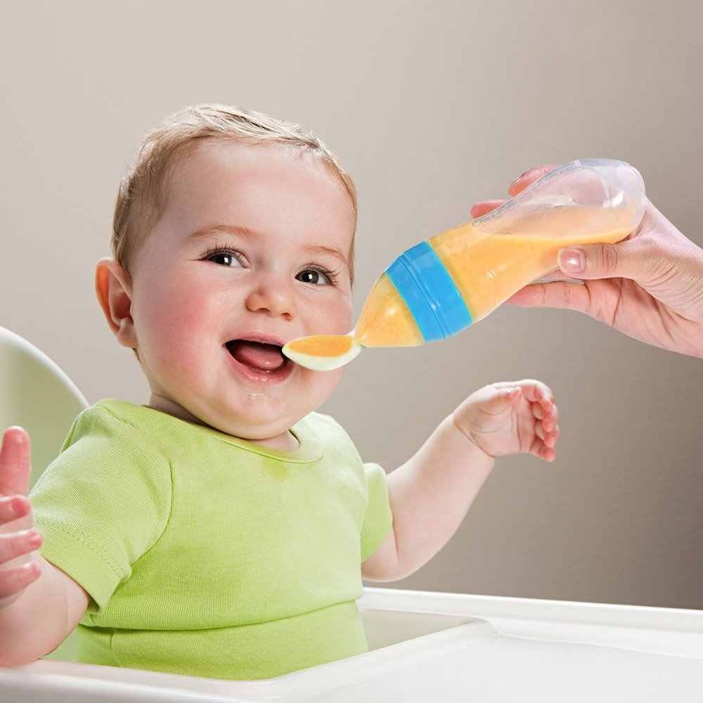 Silicone Baby Feeding Bottle Spoon Soft & Safe Food Dispenser (Random Color)