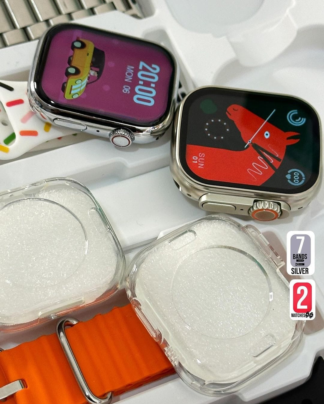 Smart Watch Bundle 2 Watches, 7 Straps, 2 Covers