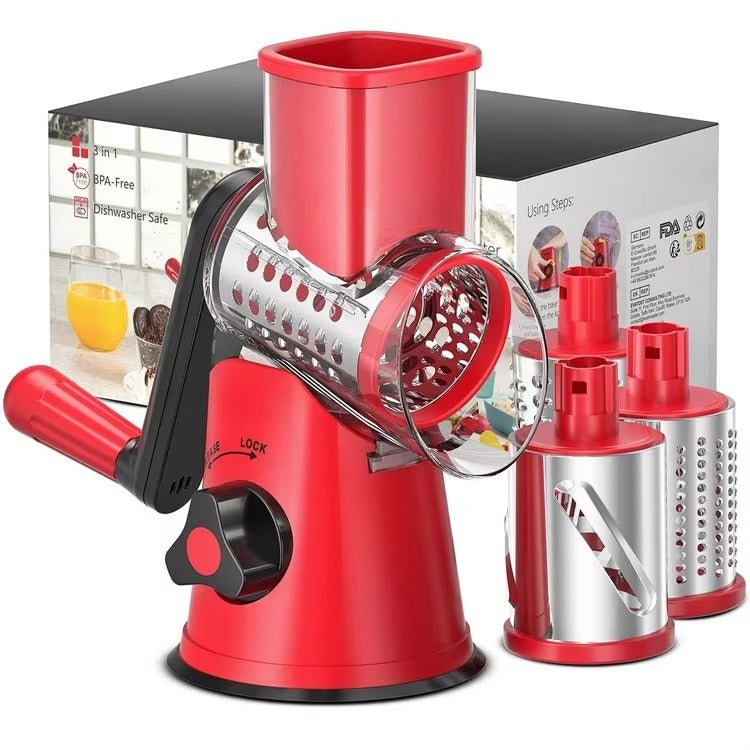 Tabletop Drum Grater 3-in-1 Manual Slicer, Cutter & Grater (Random Color)