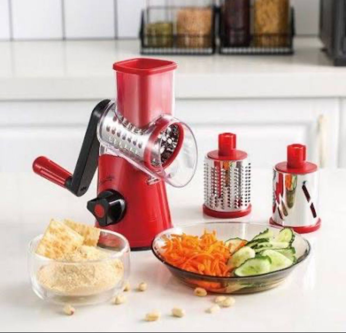 Tabletop Drum Grater 3-in-1 Manual Slicer, Cutter & Grater (Random Color)