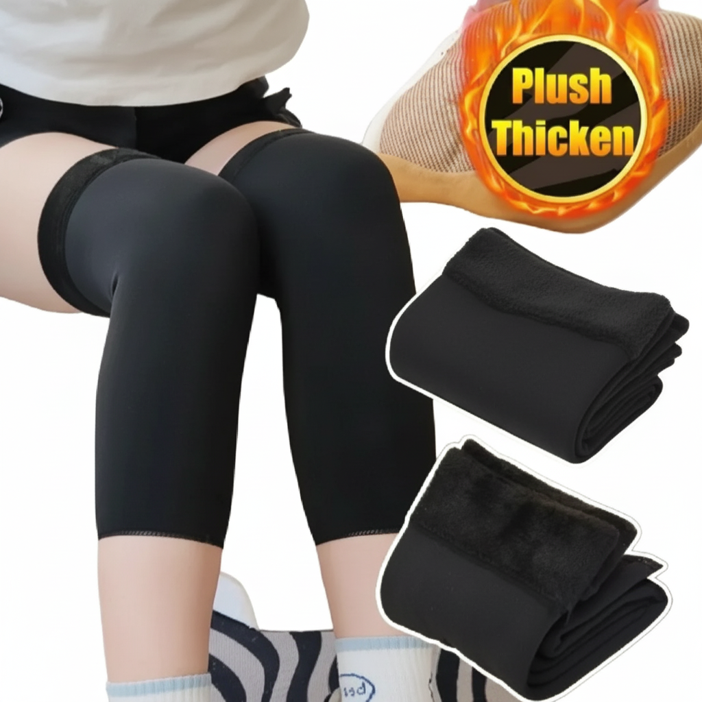Thermal Wool Knee Brace Sleeves Warm Support & Pain Relief (Black, 1 Pair)