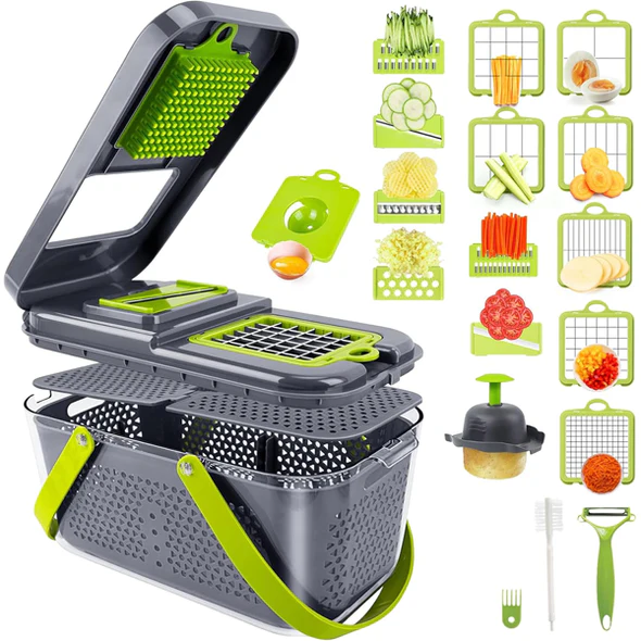 22-Pcs Vegetable Cutter Set Multifunctional Slicer, Dicer & Chopper