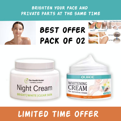Health Healer Night & Whitening Cream Set 50ml & 30ml for Sensitive Areas (7-Day Results)