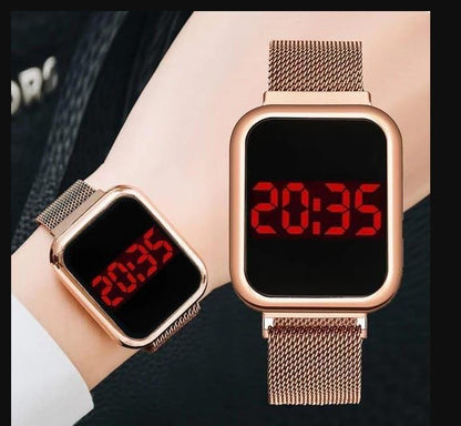 Touch LED Magnetic Watch  Unisex Digital Sports Watch (Golden)