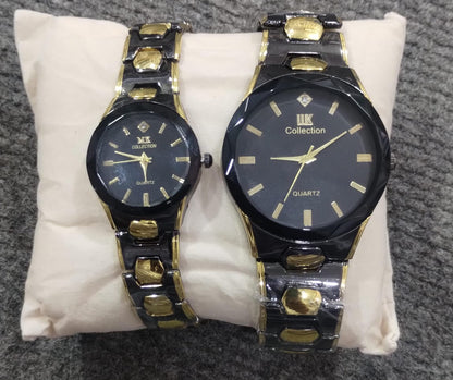 Elegant Couple Watch Set Dual-Tone Quartz (Golden)