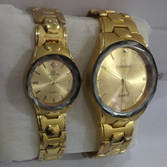 Elegant Couple Watch Set Dual-Tone Quartz (Golden)