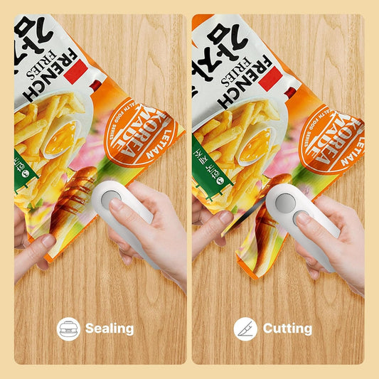 Mini Heat Sealing Machine 2-in-1 USB Cutter & Sealer (Random Color)