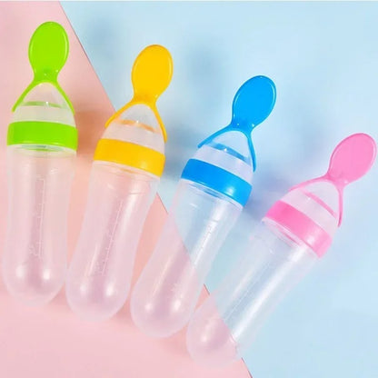 Silicone Baby Feeding Bottle Spoon Soft & Safe Food Dispenser (Random Color)