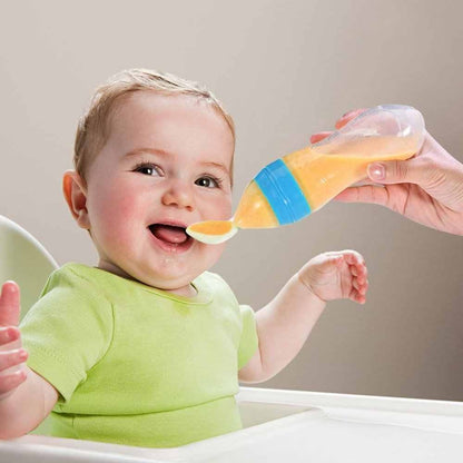 Silicone Baby Feeding Bottle Spoon Soft & Safe Food Dispenser (Random Color)
