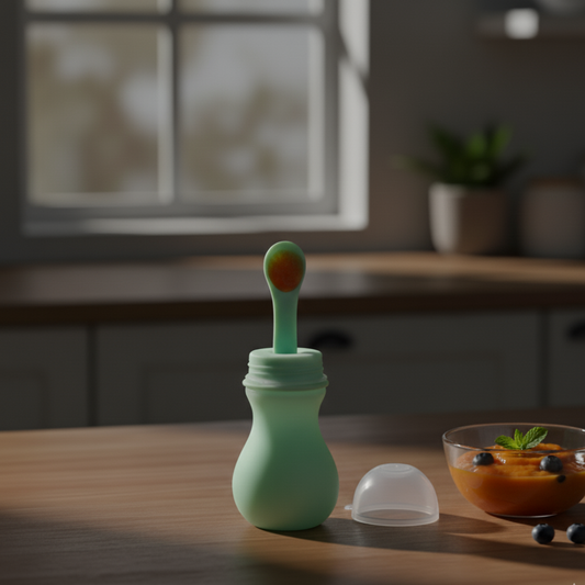 Silicone Baby Feeding Bottle Spoon Soft & Safe Food Dispenser (Random Color)